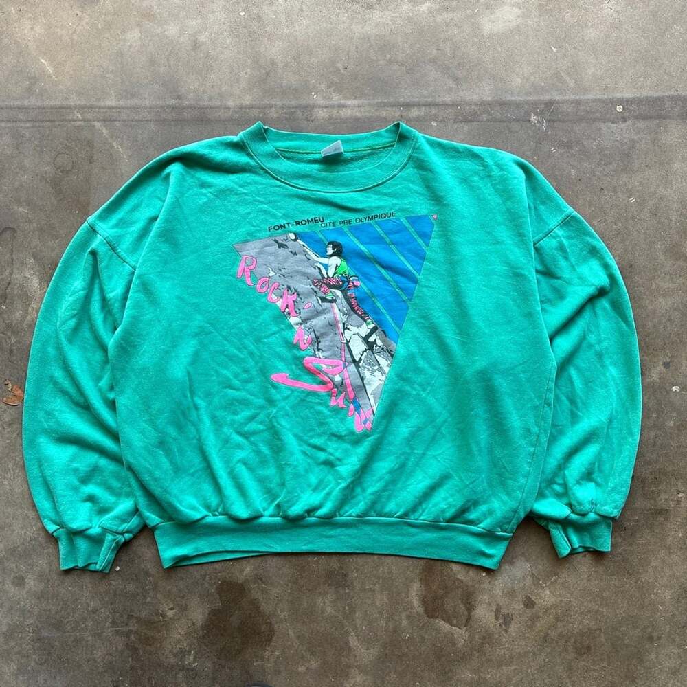 1980’s Jankho Font-Romeu Rock N Sun Size XXL Green Sweatshirt
